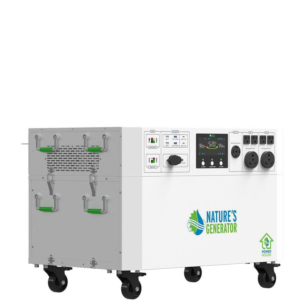 Powerhouse Gold PE 7,200-Watt Electric Switch Solar Generator with (2) 410-Watt Panels, Power Transfer Kit and Wheels
