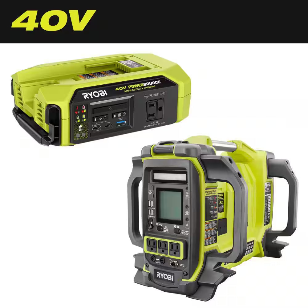 40V 1800-Watt Portable Battery Inverter Power Station, 4-Port Charger W/ 40V 300-Watt Inverter Power Source Tools Only