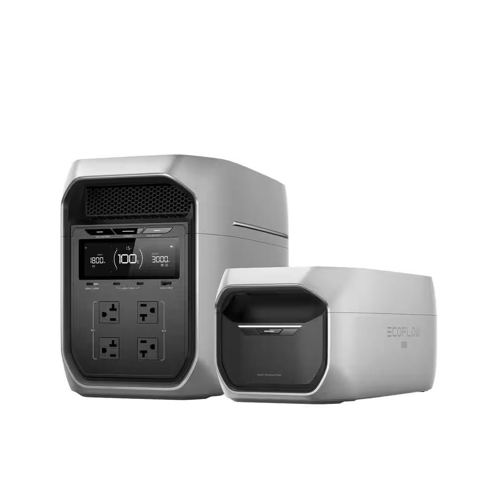 3000W Delta 3 Max plus with Extra Battery, Total 4096Wh Capacity, Push-Button Start Battery Generator LFP Power Station