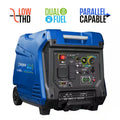 5,000-Watt Dual Fuel Gas and Propane Powered Portable Inverter Generator with Recoil Start, LED Data Center