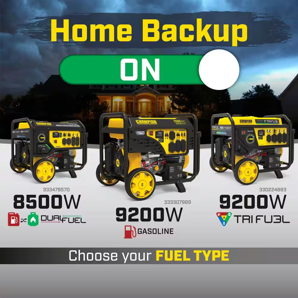 10625/8500-Watt Electric or Recoil Start Gasoline and Propane Powered Dual Fuel Portable Generator with CO Shield