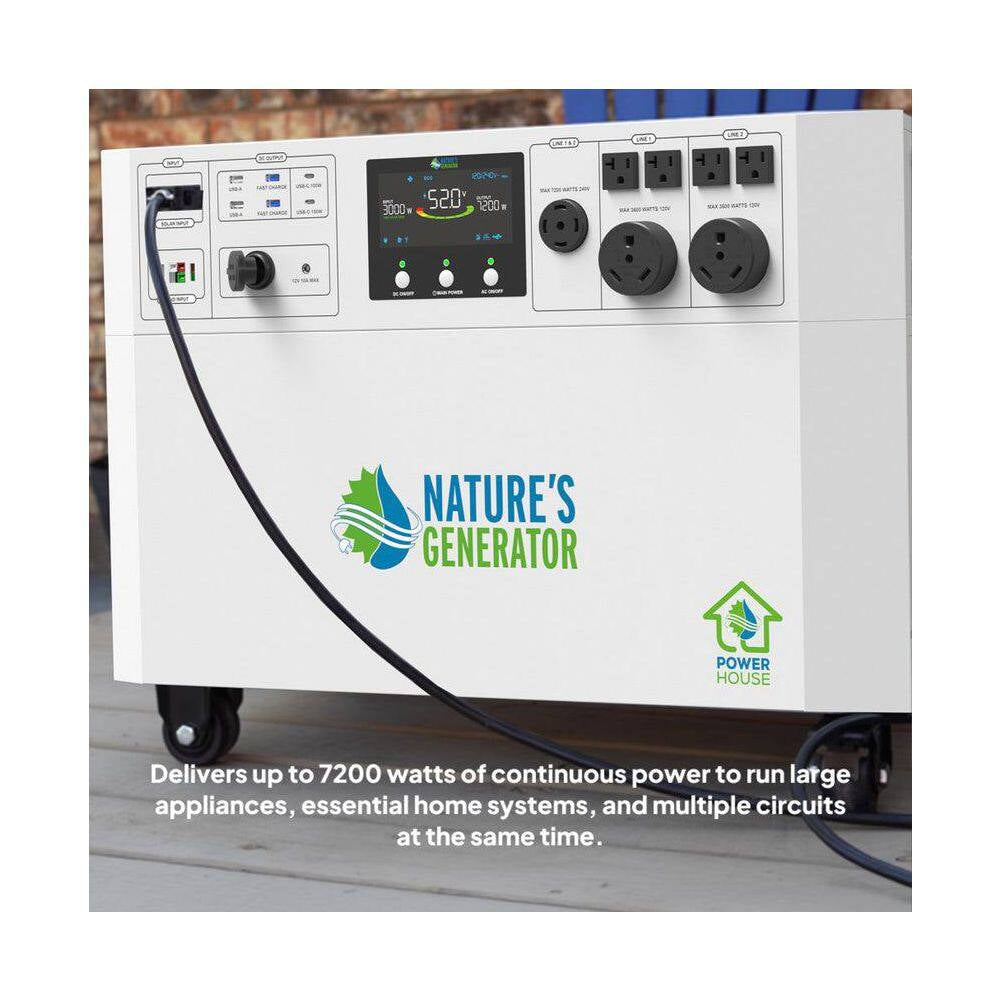 Powerhouse Gold PE 7,200-Watt Electric Switch Solar Generator with (2) 410-Watt Panels, Power Transfer Kit and Wheels