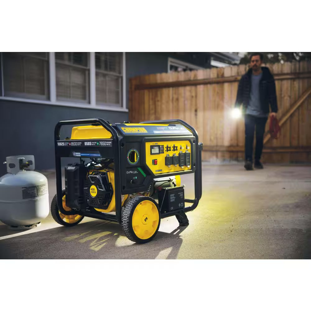 10625/8500-Watt Electric or Recoil Start Gasoline and Propane Powered Dual Fuel Portable Generator with CO Shield