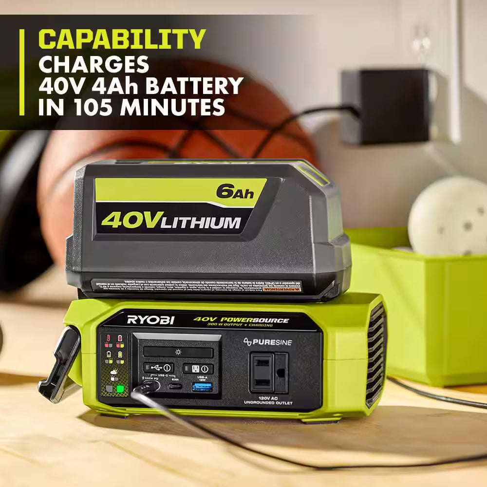 40V 1800-Watt Portable Battery Inverter Power Station, 4-Port Charger W/ 40V 300-Watt Inverter Power Source Tools Only