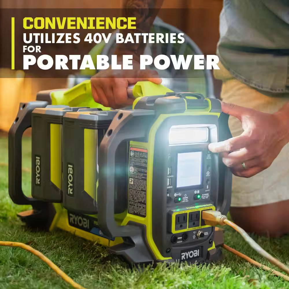 40V 1800-Watt Portable Battery Inverter Power Station and 4-Port Charger with (2) 6.0 Ah Batteries