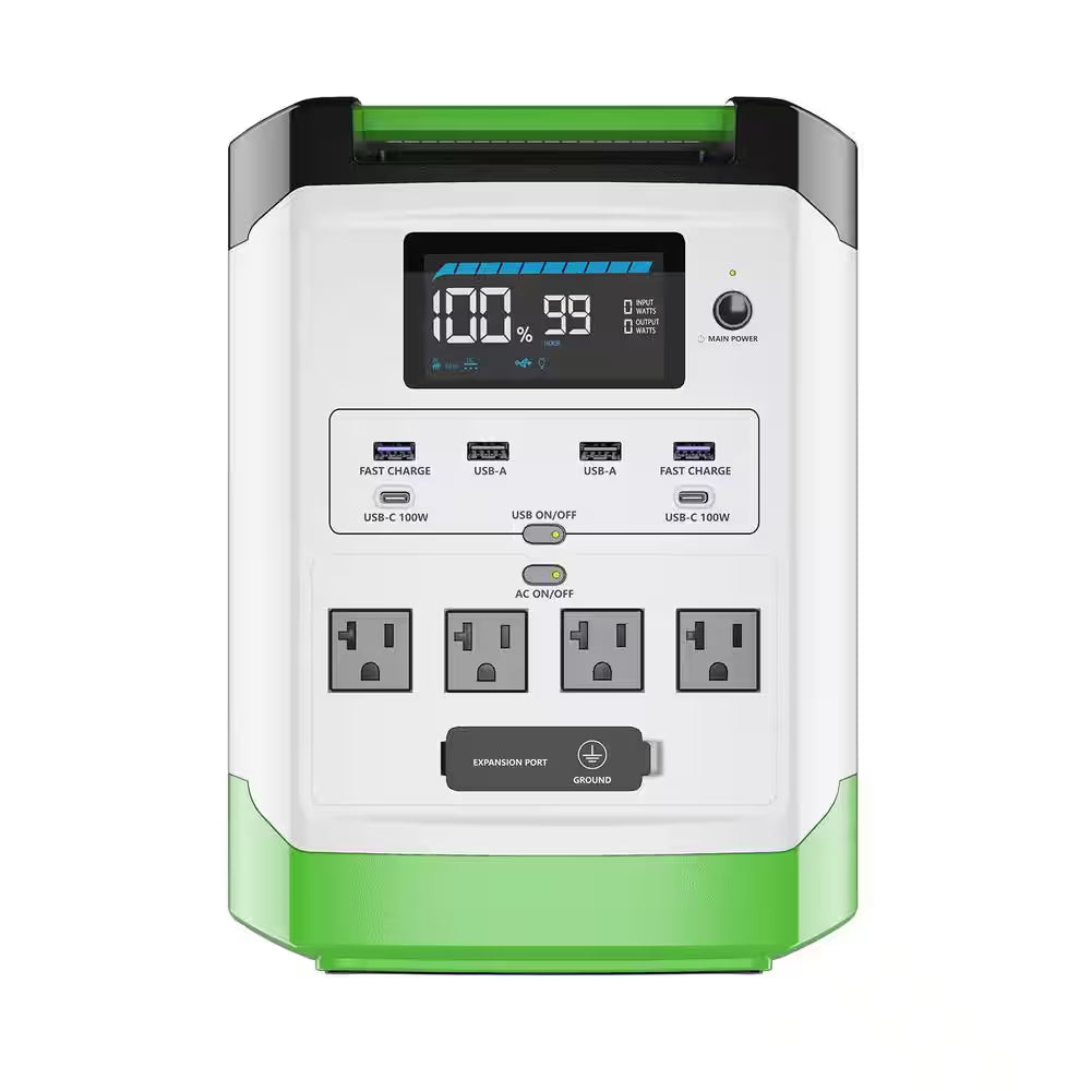 1800W Running/3600W Peak Push Button Start Lithium Solar Generator Gold