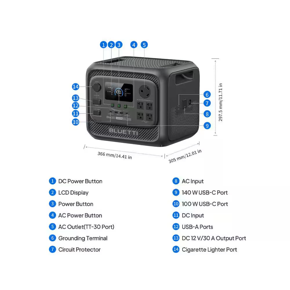 2400W Output 3014Wh Power Station Lifepo4 Battery Generator with 2*200W Solar Panels for Home Backup and Rvs